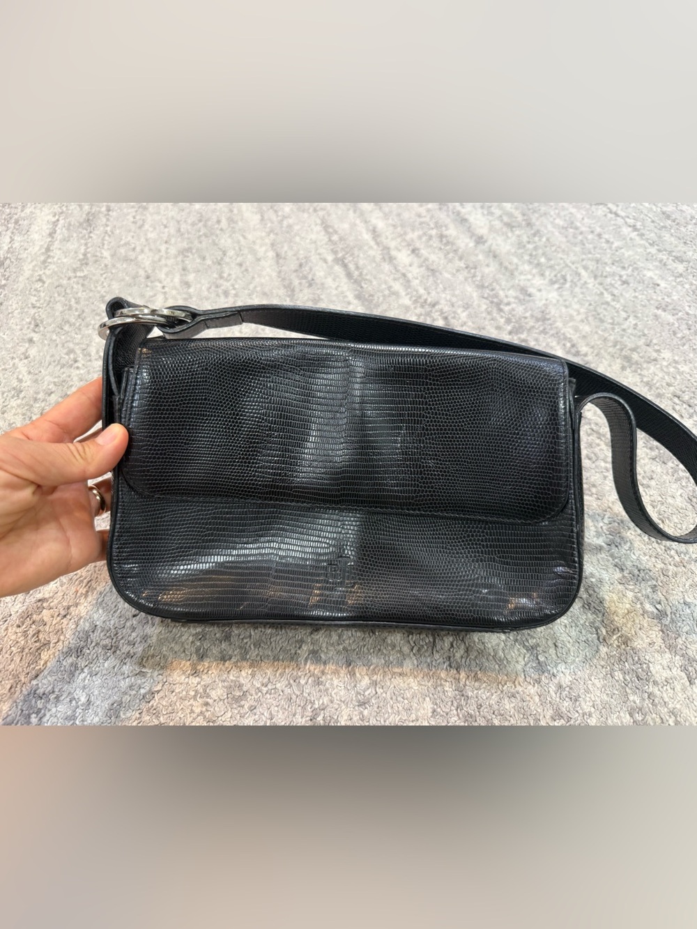 Polo by Ralph Lauren Black Textured Shoulder Bag